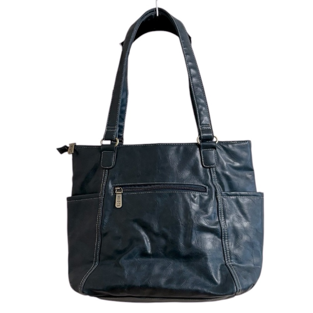 Roots Dark Green Faux Leather Tote EUC